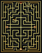 Black Gold Geometric Maze Rug
