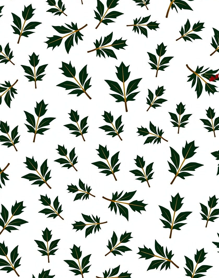 Dark Green Leafy Botanical Scatter Rug