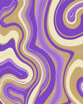Swirling Purple Gold Cream Abstract Design Rug