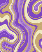 Swirling Purple Gold Cream Abstract Design Rug
