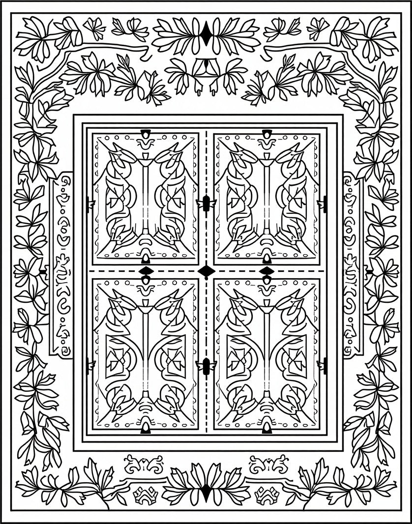 Ornate Floral Doorway Garden Rectangle Rug