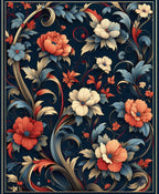 Vintage Floral Scroll Pattern Rug