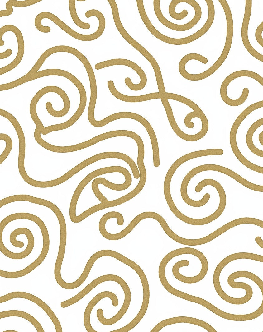 Golden Swirl Line Art Rug