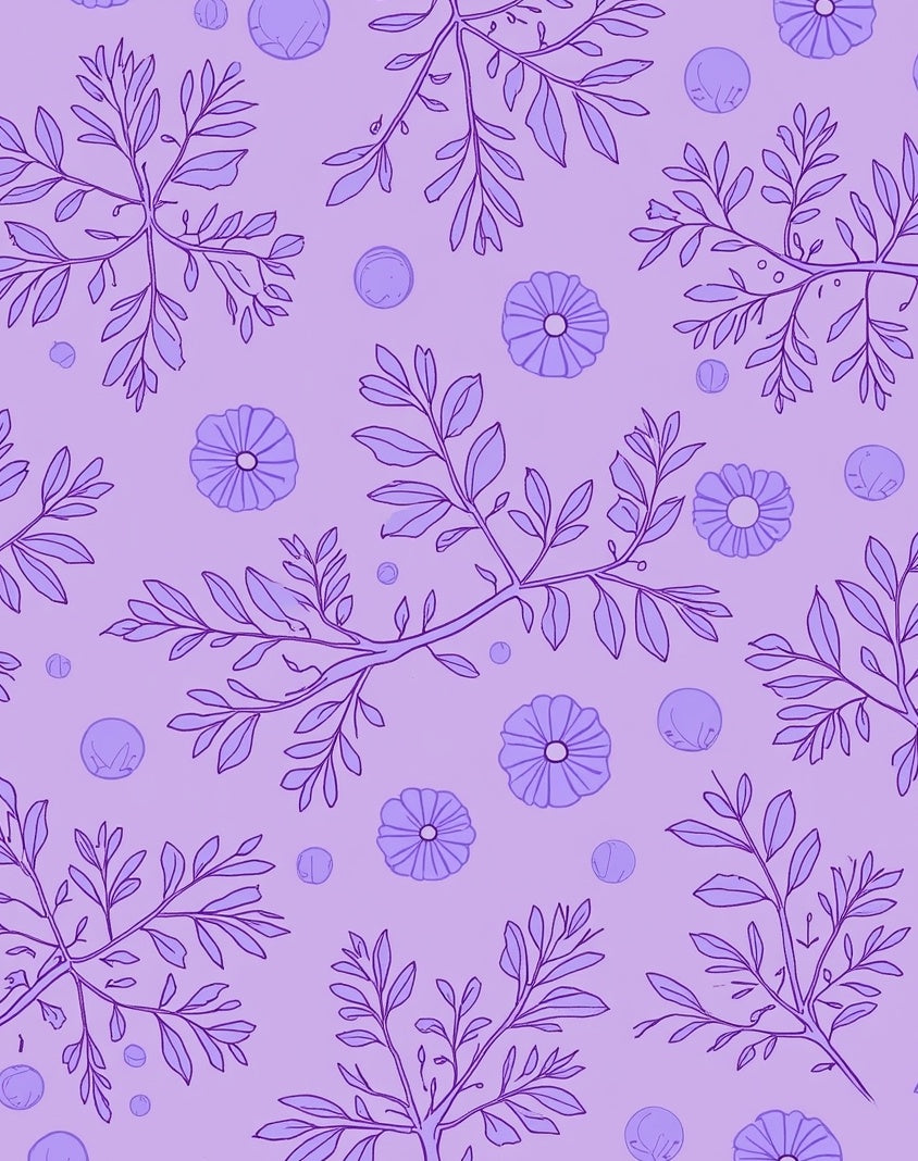 Lavender Floral Branch Botanical Pattern Rug