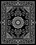 Ornate Floral Motif Black White Rug