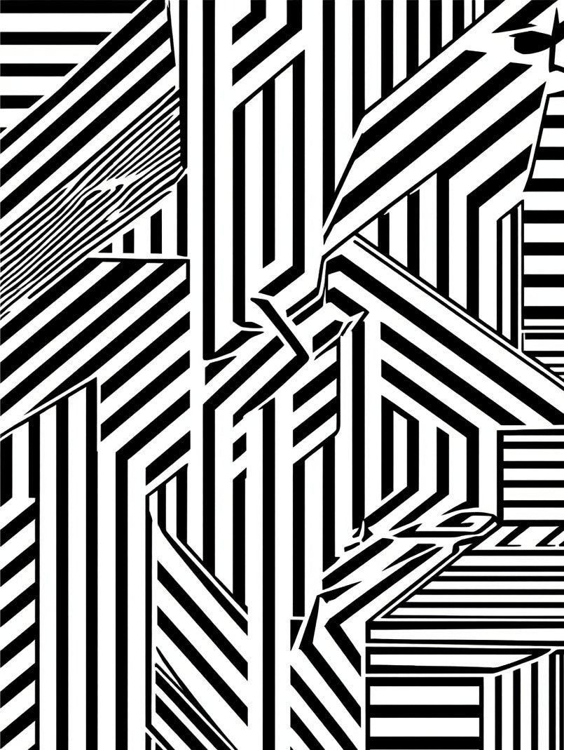 Abstract Black White Geometric Lines Rug