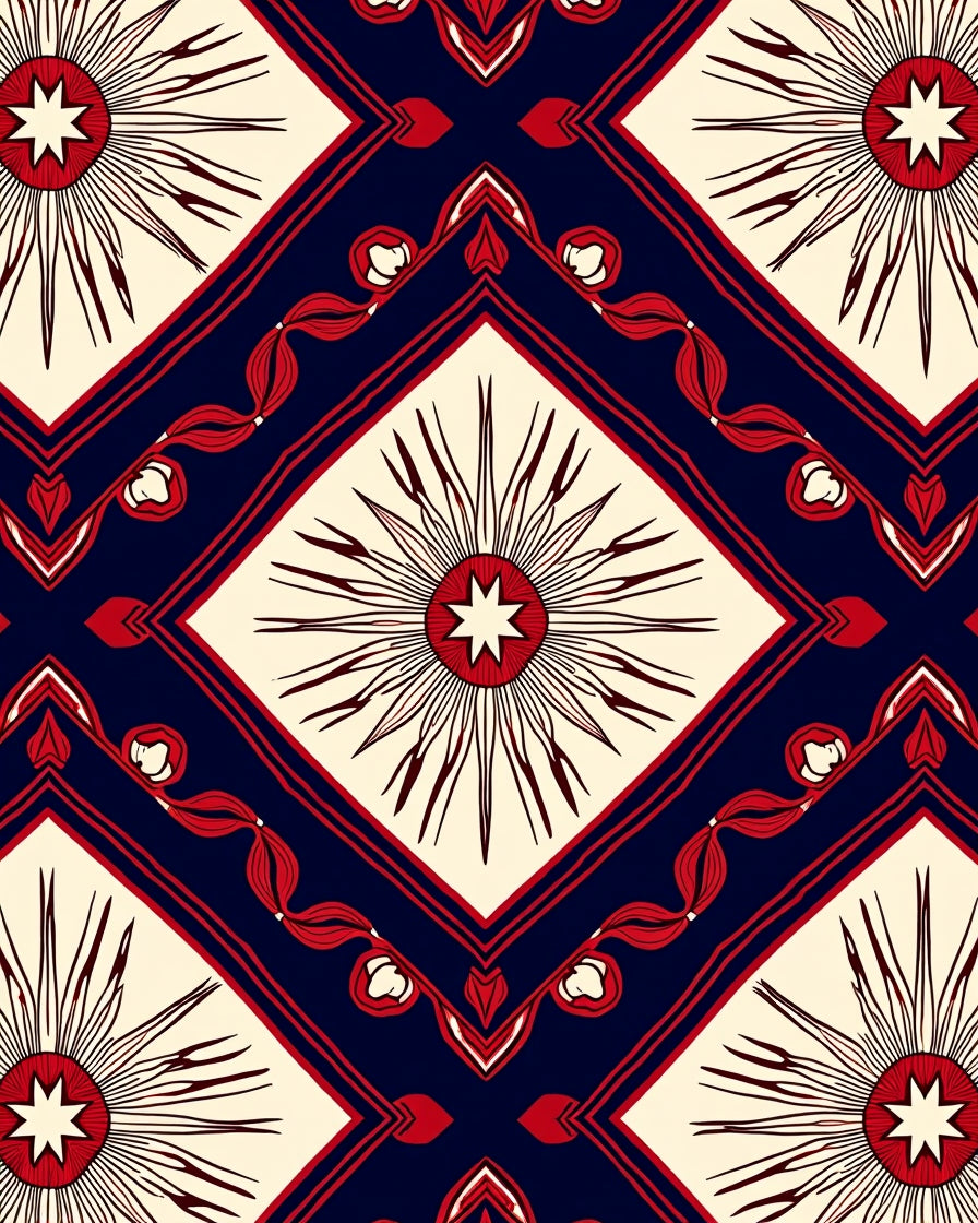 Bold Red Sunburst Geometric Rug