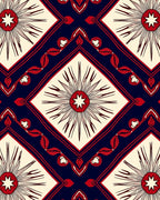Bold Red Sunburst Geometric Rug
