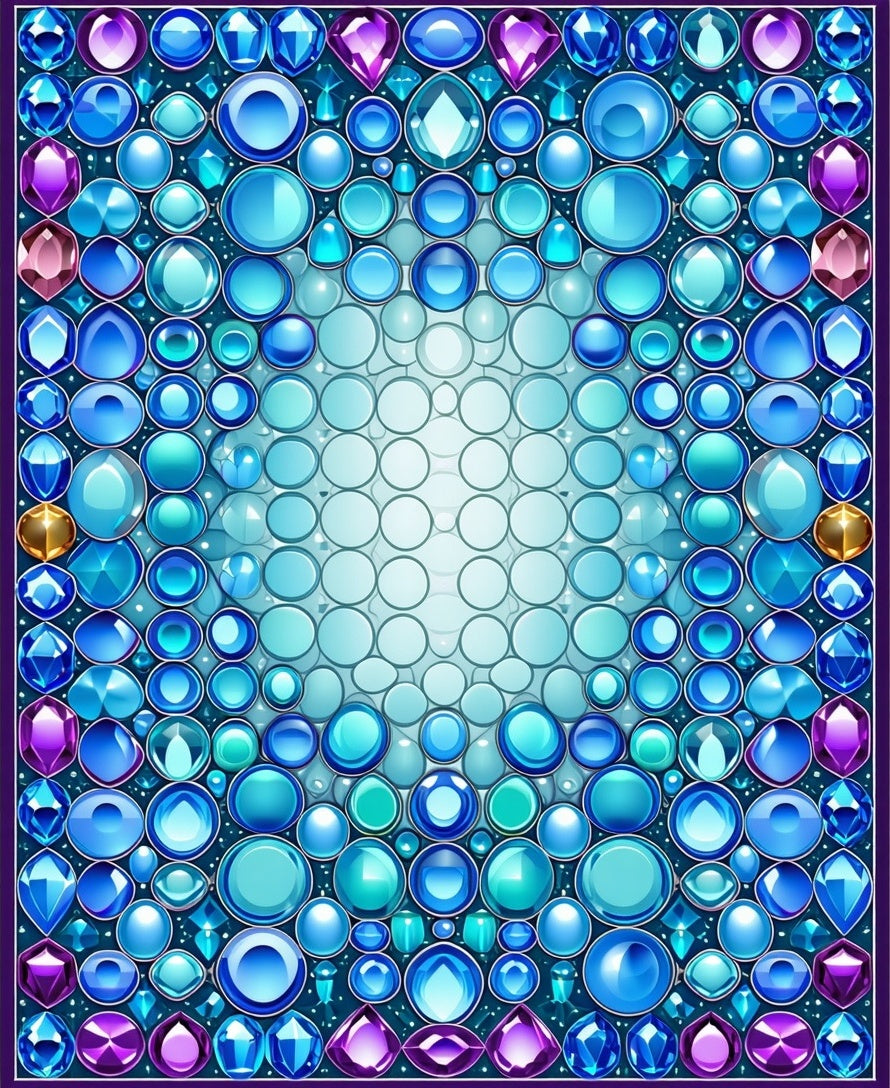 Jeweled Circles Gemstones Pattern Rug