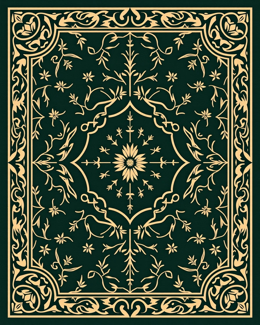 Ornate Teal Floral Medallion Rug