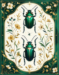 Emerald Beetles Botanical Art Rug