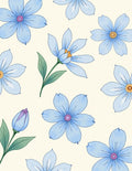 Light Blue Delicate Petal Floral Pattern Rug