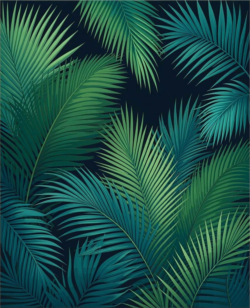 Tropical Palm Leaf Pattern Rug