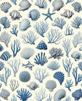 Blue Coral and Shell Nautical Pattern Rug