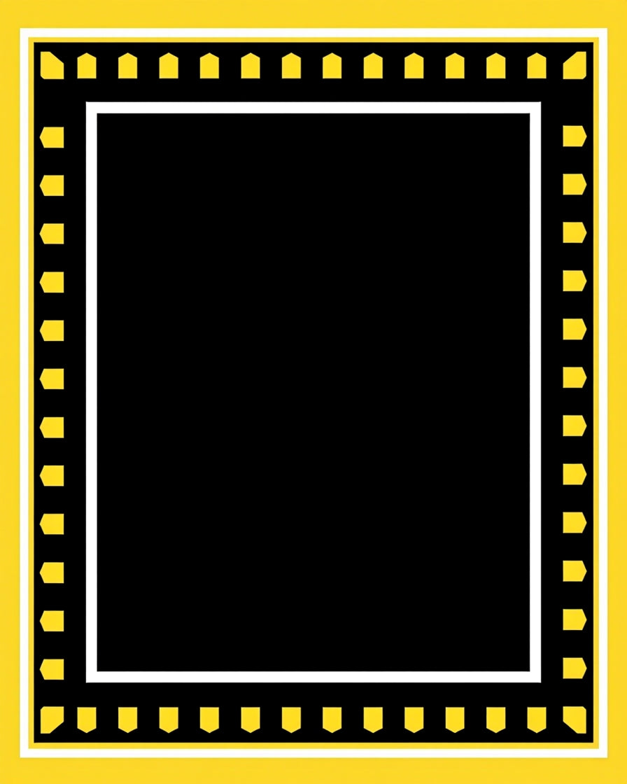 Bold Yellow Geometric Bordered Rug