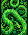 Vibrant Green Serpent Forest Pattern Rug