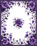 Elegant Purple Floral Vine Frame Rug