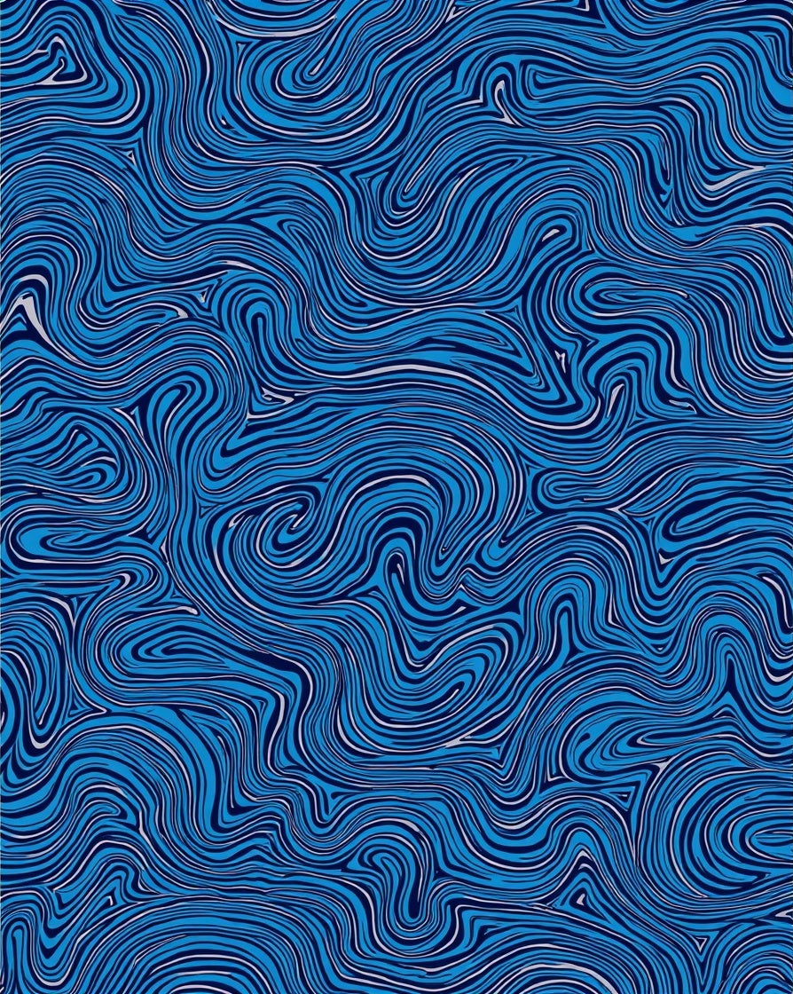 Dynamic Blue Swirl Marble Pattern Rug