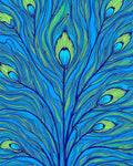 Vibrant Peacock Feather Pattern Rug