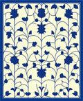 Classic Blue Floral Vine Pattern Rug