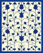 Classic Blue Floral Vine Pattern Rug