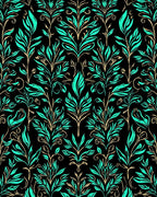 Deep Teal Floral Symmetry Rug