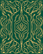 Green Gold Art Nouveau Swirl Rug