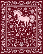 Equestrian Floral Vine Border Design Rug