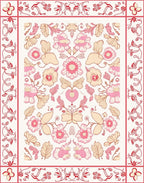 Pink Floral Symmetrical Patterned Rug