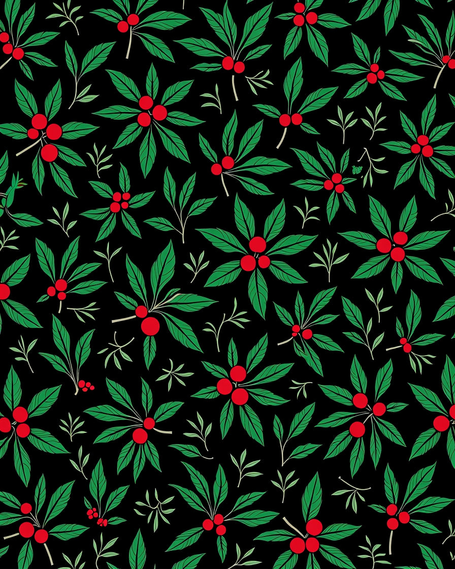 Verdant Berry Cluster Black Background Rug