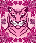 Pink Tiger Floral Bold Pattern Rug