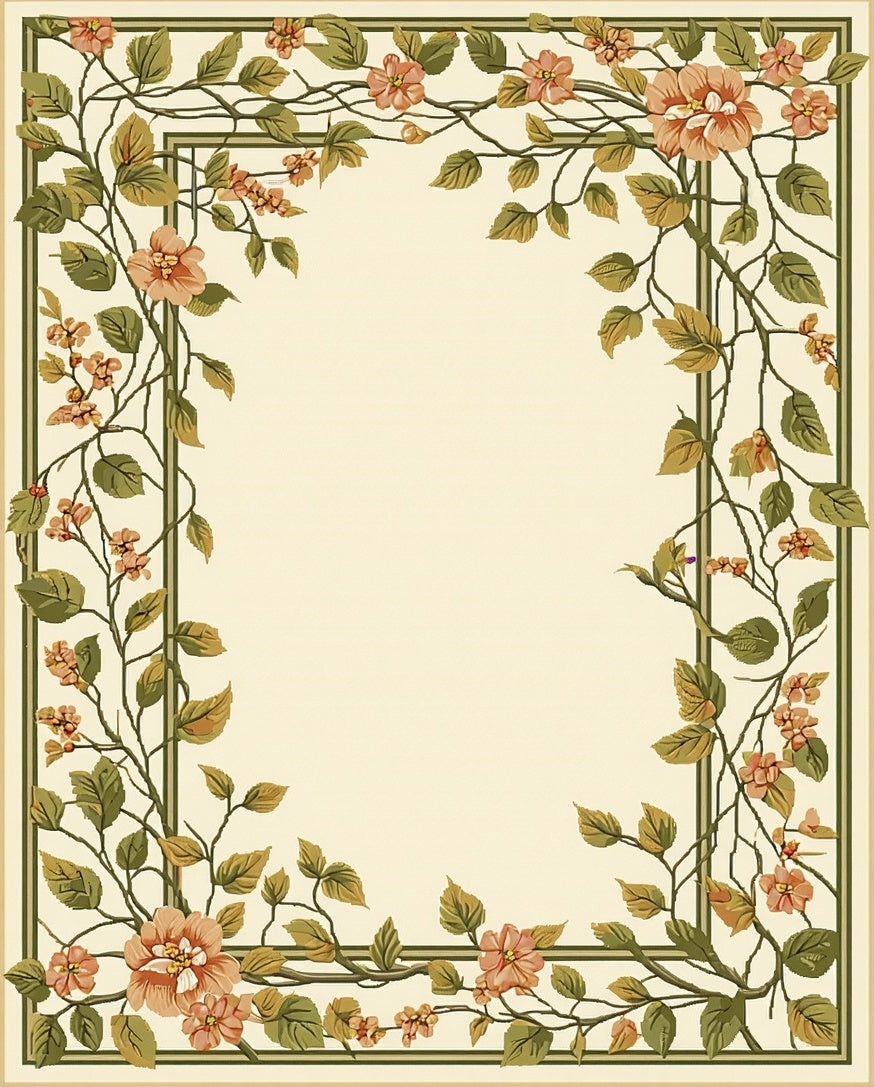 Elegant Floral Vine Frame Design Rug
