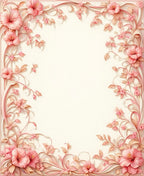 Pink Floral Scroll Feminine Design Rug