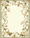Delicate Floral Vine Frame Rug