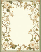 Delicate Floral Vine Frame Rug
