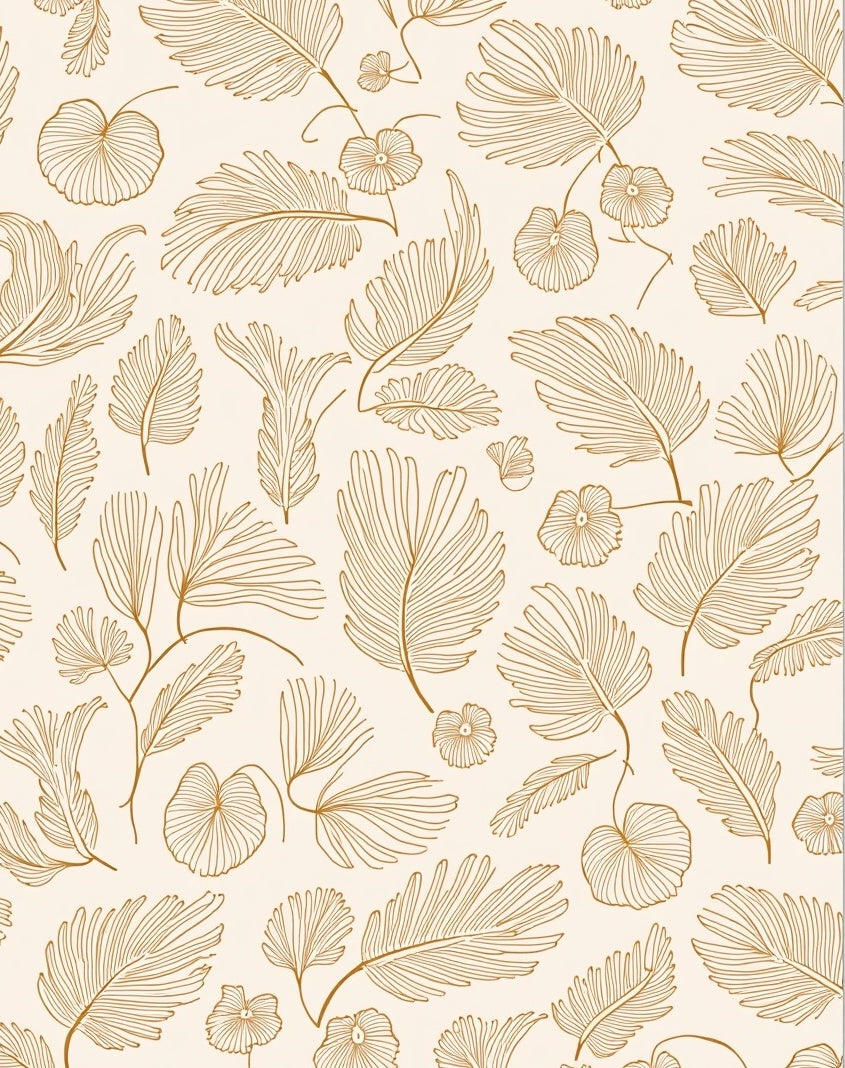 Botanical Line Art Floral Pattern Rug