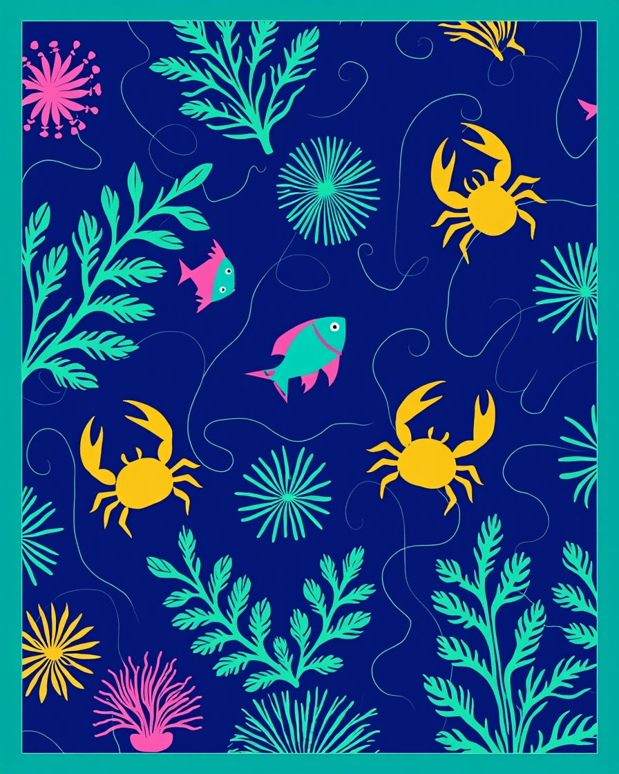 Marine Life Pattern Sea Exploration Design Rug