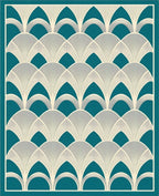 Art Deco Fan Patterned Geometric Rug