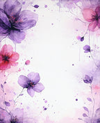 Delicate Purple Floral Watercolor Design Rug