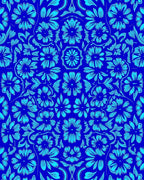 Radiant Blue Floral Pattern Rug