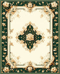 Elegant Floral Scroll Garden Motif Rug