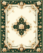 Elegant Floral Scroll Garden Motif Rug
