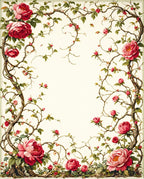 Vintage Peony Vine Floral Pattern Rug