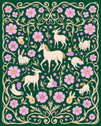 Mythical Creatures And Floral Whimsy Rug