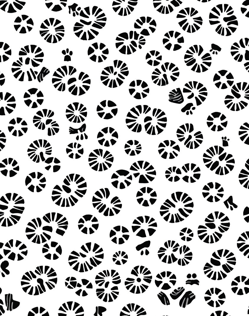 Abstract Circles And Paw Prints Pattern Rug