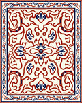 Elegant Red Blue Floral Scroll Rug