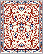 Elegant Red Blue Floral Scroll Rug