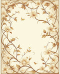 Elegant Floral Butterfly Vine Pattern Rug