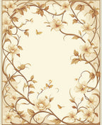 Elegant Floral Butterfly Vine Pattern Rug