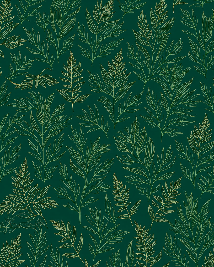 Elegant Green Leaf Botanical Pattern Rug